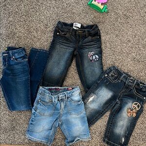 Children's Denim Jeans Set with Peace Sign and Butterfly Patches